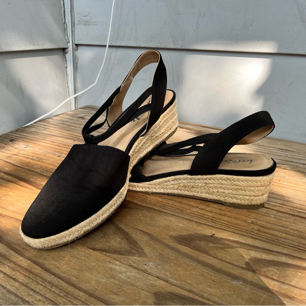 LifeStride Katrina 2 espadrille wedge shoes black, 11W